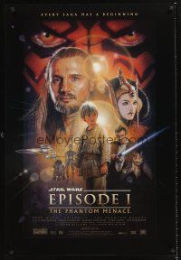 1g544 PHANTOM MENACE style B 1sh '99 George Lucas, Star Wars Episode I!