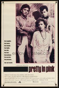 1g562 PRETTY IN PINK 1sh '86 great portrait of Molly Ringwald, Andrew McCarthy & Jon Cryer!