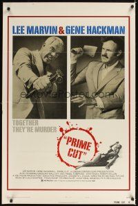 1g563 PRIME CUT style B 1sh '72 Lee Marvin w/machine gun, Gene Hackman w/cleaver!