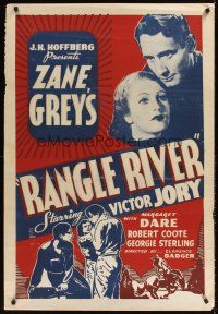 1g577 RANGLE RIVER 1sh '39 from Zane Grey's novel, Victor Jory, Margaret Dare!