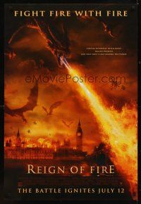 1g586 REIGN OF FIRE advance DS 1sh '02 Christian Bale & Matthew McConaughey battle dragons!