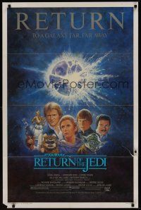 1g593 RETURN OF THE JEDI 1sh R85 George Lucas classic, different montage art by Tom Jung!