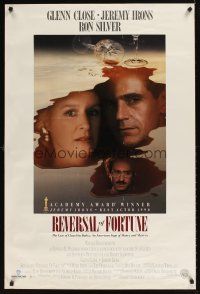 1g598 REVERSAL OF FORTUNE video 1sh '90 Glenn Close, Jeremy Irons, directed by Barbet Schroeder!