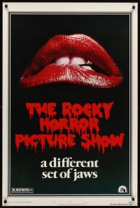 1g604 ROCKY HORROR PICTURE SHOW style A 1sh R80s by Tim Curry, a different set of jaws!