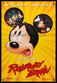 1g612 RUNAWAY BRAIN DS 1sh '95 Disney, great huge Mickey Mouse Jekyll & Hyde cartoon image!