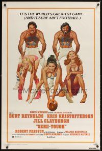 1g629 SEMI-TOUGH 1sh '77 Burt Reynolds, Kris Kristofferson, girls & football art by McGinnis!