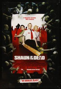 1g641 SHAUN OF THE DEAD advance DS 1sh '04 Edgar Wright, great wacky image of Simon Pegg!