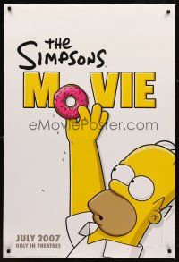 1g649 SIMPSONS MOVIE style B int'l advance DS 1sh '07 classic Groening art of Homer Simpson w/donut!