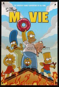 1g650 SIMPSONS MOVIE style C int'l DS 1sh '07 classic Groening art of Homer Simpson w/family!