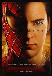 1g671 SPIDER-MAN 2 advance DS 1sh '04 cool image of Tobey Maguire as superhero, Sam Raimi!