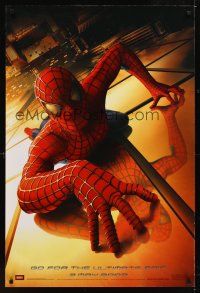 1g670 SPIDER-MAN teaser DS 1sh '02 Tobey Maguire crawling up wall, Sam Raimi, Marvel Comics!