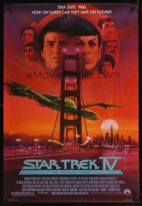 1g682 STAR TREK IV 1sh '86 cool art of Leonard Nimoy & William Shatner by Bob Peak!