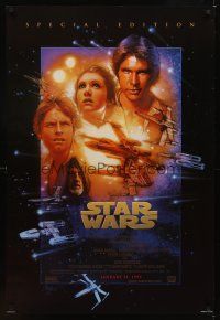 1g690 STAR WARS style B advance DS 1sh R97 George Lucas classic sci-fi epic, great art by Struzan!