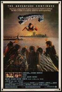 1g704 SUPERMAN II 1sh '81 Christopher Reeve, Terence Stamp, great artwork over New York City!