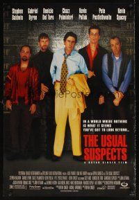 1g753 USUAL SUSPECTS DS 1sh '95 Kevin Spacey covering watch, Baldwin, Byrne, Palminteri, Singer