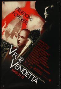1g754 V FOR VENDETTA advance DS 1sh '05 Wachowski Bros, Natalie Portman, Hugo Weaving