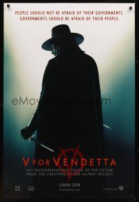 1g758 V FOR VENDETTA teaser DS 1sh '05 Wachowski Bros, cool silhouette of Hugo Weaving!