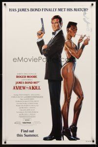1g763 VIEW TO A KILL advance 1sh '85 art of Moore as Bond 007 & smoking Grace Jones by Goozee!