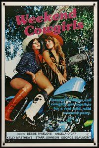 1g776 WEEKEND COWGIRLS 1sh '83 Ray Dennis Steckler, Debbie Truelove, sexy girls on Harley!