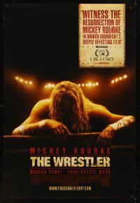 1g795 WRESTLER advance DS 1sh '08 Darren Aronofsky, cool image of Mickey Rourke on the ropes!