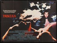 1h126 DRACULA British quad '79 Bram Stoker, close up of vampire Frank Langella & sexy girl!
