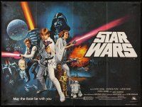 1h174 STAR WARS British quad '77 George Lucas classic sci-fi epic, art by Tom William Chantrell!