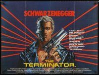 1h175 TERMINATOR British quad '84 different art of cyborg Arnold Schwarzenegger with big gun!