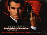 1h179 TOMORROW NEVER DIES teaser DS British quad '97 super close up of Pierce Brosnan as Bond 007!