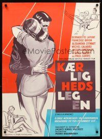 1h411 GAME FOR SIX LOVERS Danish '60 Bernadette Lafont, Francoise Brion, romantic artwork!