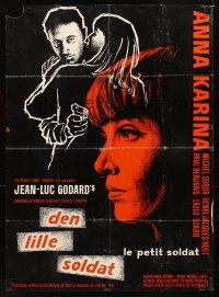 1h425 LE PETIT SOLDAT Danish '64 Jean-Luc Godard, different art of Anna Karina & Michel Subor!
