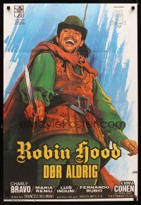 1h441 ROBIN HOOD NEVER DIES Danish '75 cool art of Charly Bravo in the title role by Jano!