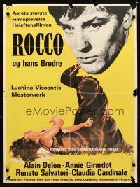 1h442 ROCCO & HIS BROTHERS Danish '61 Luchino Visconti's Rocco e I Suoi Fratelli, Alain Delon!