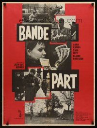 1h231 BAND OF OUTSIDERS French 23x32 '64 Jean-Luc Godard's Bande a Part, Anna Karina, Brasseur