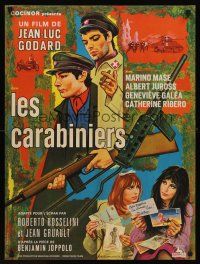 1h232 CARABINEERS French 23x32 '63 Jean-Luc Godard's Les Carabiniers, cool art by Jean Barnoux!