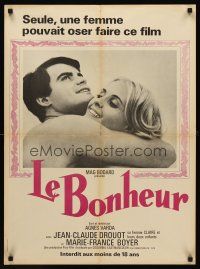1h236 HAPPINESS French 23x32 '65 Agnes Varda's Le Bonheur, c/u of Drouot & Marie France-Boyer!