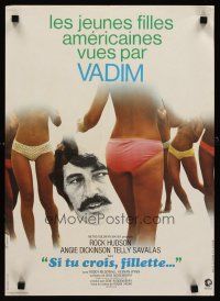 1h265 PRETTY MAIDS ALL IN A ROW French 15x21 '71 Rock Hudson with many sexy girls in bikinis!