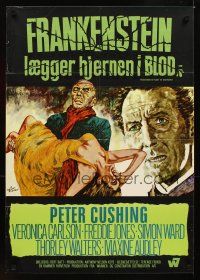 1h033 FRANKENSTEIN MUST BE DESTROYED German '70 art of Peter Cushing & his monster by Rolf Goetze!