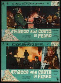 1h069 ATTACK ON THE IRON COAST 5 Italian photobustas '68 Lloyd Bridges turns ship into a bomb!