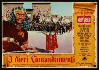 1h078 TEN COMMANDMENTS Italian photobusta R60s Cecil B. DeMille, Charlton Heston & Yul Brynner!