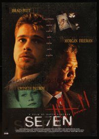 1h762 SEVEN video Japanese '95 cool different image of Morgan Freeman & Brad Pitt!
