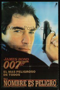 1h018 LIVING DAYLIGHTS South American '87 most dangerous Timothy Dalton as James Bond with gun!