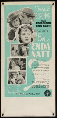 1h051 EN ENDA NATT Swedish stolpe '39 Ingrid Bergman, Edvin Adolphson, directed by Gustaf Molander