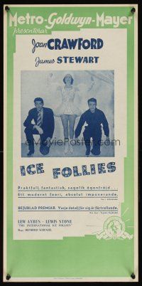 1h057 ICE FOLLIES OF 1939 Swedish stolpe '39 Joan Crawford between James Stewart & Lew Ayres!
