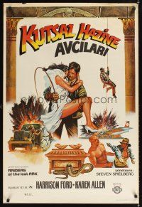 1h030 RAIDERS OF THE LOST ARK Turkish '83 cool completely different art of Harrison Ford by Muz!