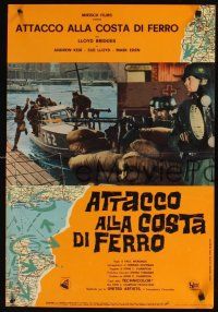 1h068 ATTACK ON THE IRON COAST 3 Italian photobustas '68 Lloyd Bridges turns ship into a bomb!