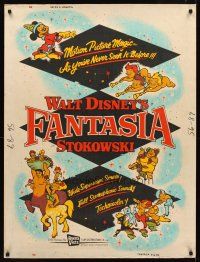 1j242 FANTASIA 30x40 R56 great image of Mickey Mouse & others, Disney musical cartoon classic!