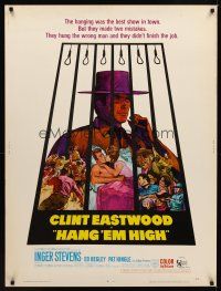 1j247 HANG 'EM HIGH 30x40 '68 Clint Eastwood, they hung the wrong man, cool art by Kossin!