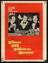 1j251 HUSBANDS 30x40 '70 close up of Ben Gazzara, Peter Falk & John Cassavetes in tuxes at bar!