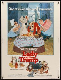 1j255 LADY & THE TRAMP 30x40 R80 Walt Disney most romantic image from canine dog classic!