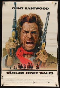 1j263 OUTLAW JOSEY WALES 30x40 '76 Clint Eastwood is an army of one, cool double-fisted artwork!